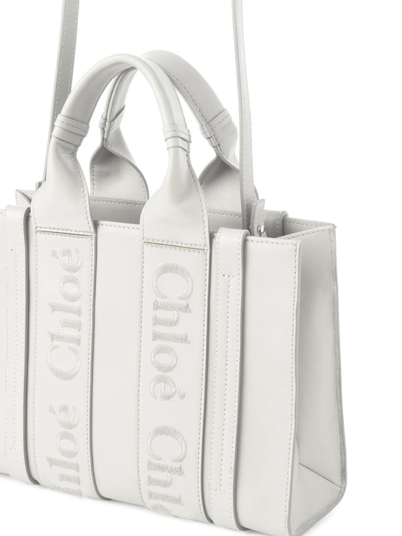 Sacs Cabas-Chloé Petit Sac Cabas Woody A Bandoulière Blanc