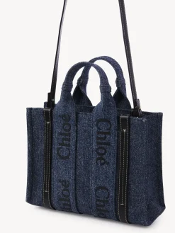 Sacs Cabas-Chloé Petit Sac Cabas Woody A Bandoulière Denim