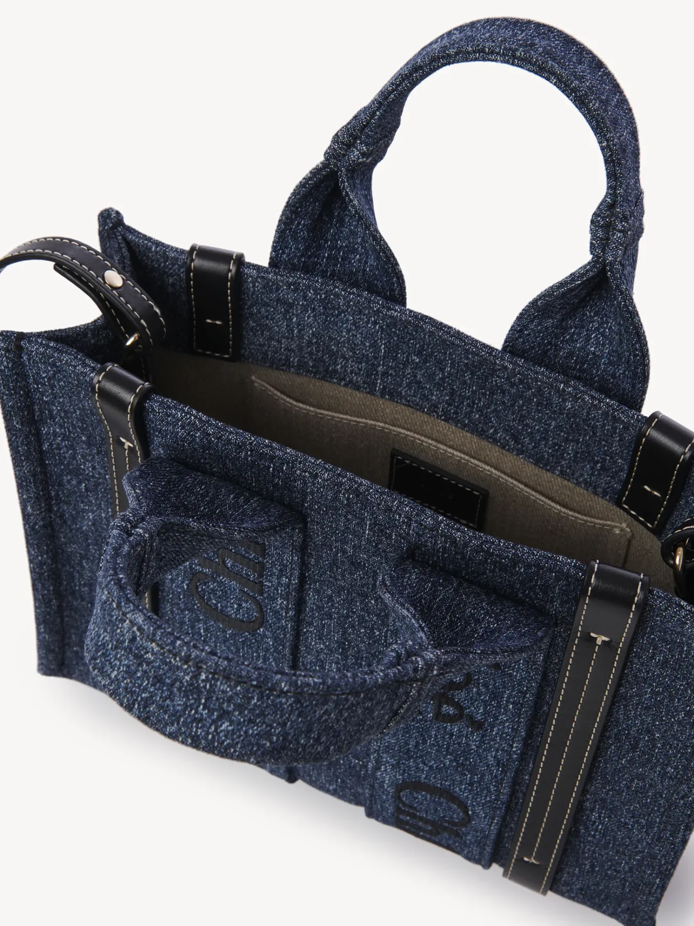Sacs Cabas-Chloé Petit Sac Cabas Woody A Bandoulière Denim