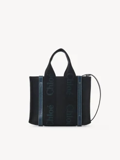 Sacs Cabas-Chloé Petit Sac Cabas Woody A Bandoulière Black - Green 1