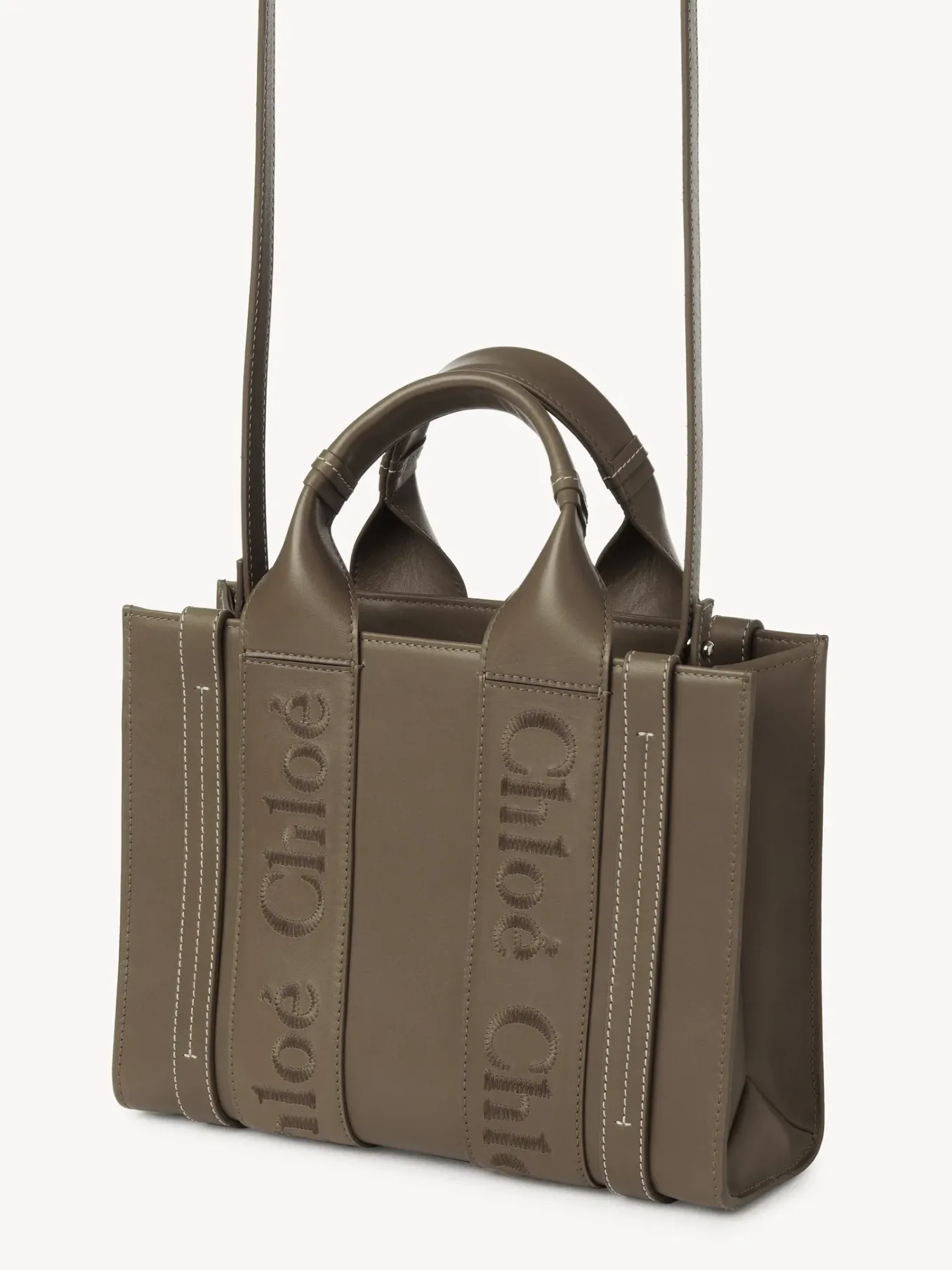 Sacs Cabas-Chloé Petit Sac Cabas Woody A Bandoulière Army Green