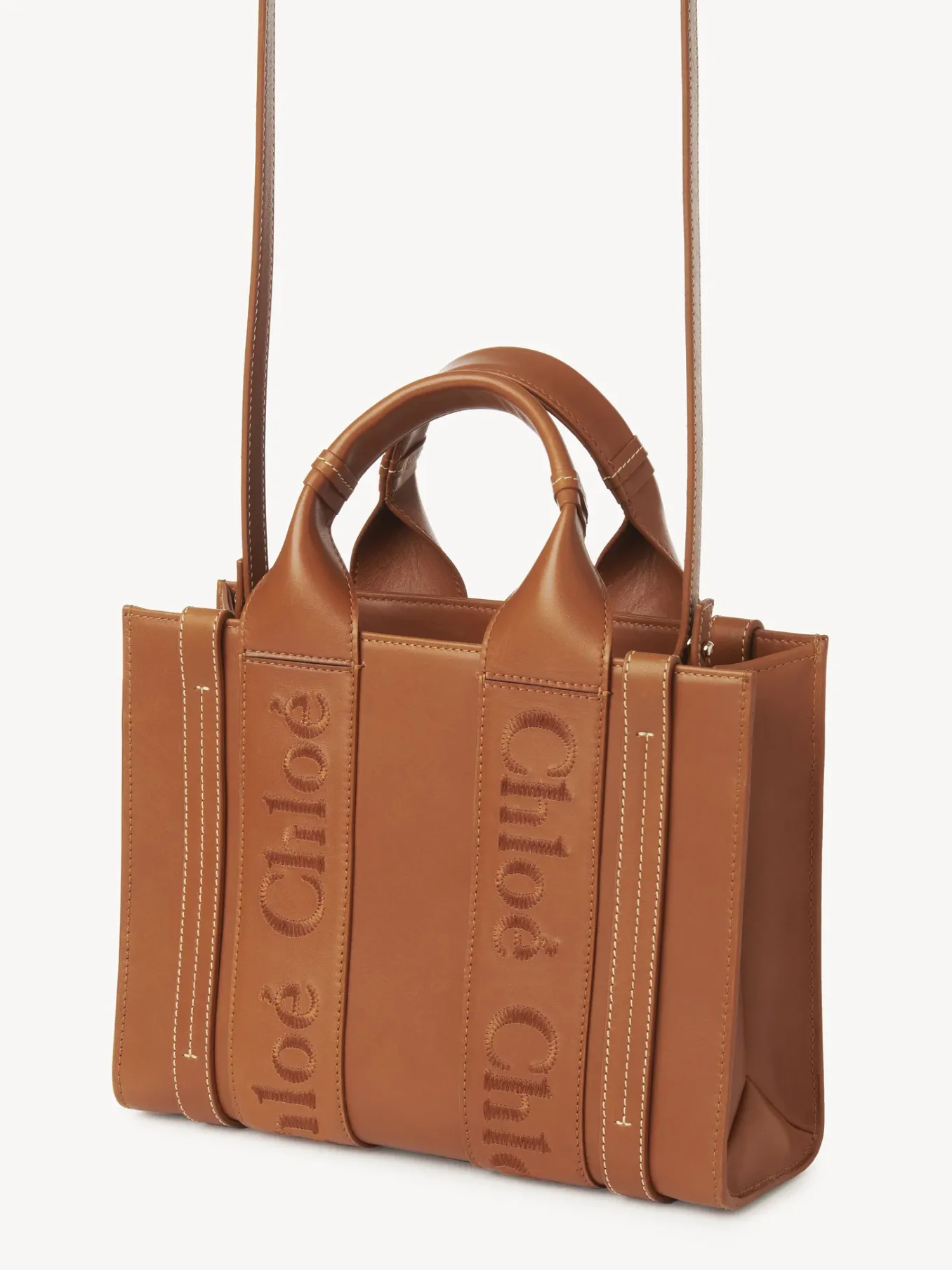 Sacs Cabas-Chloé Petit Sac Cabas Woody A Bandoulière Caramel