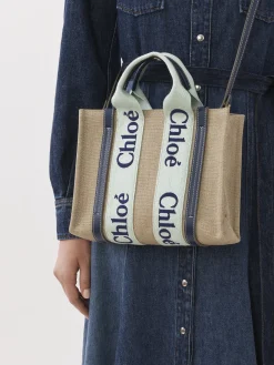 Sacs Cabas-Chloé Petit Sac Cabas Woody A Bandoulière Green - Blue 1
