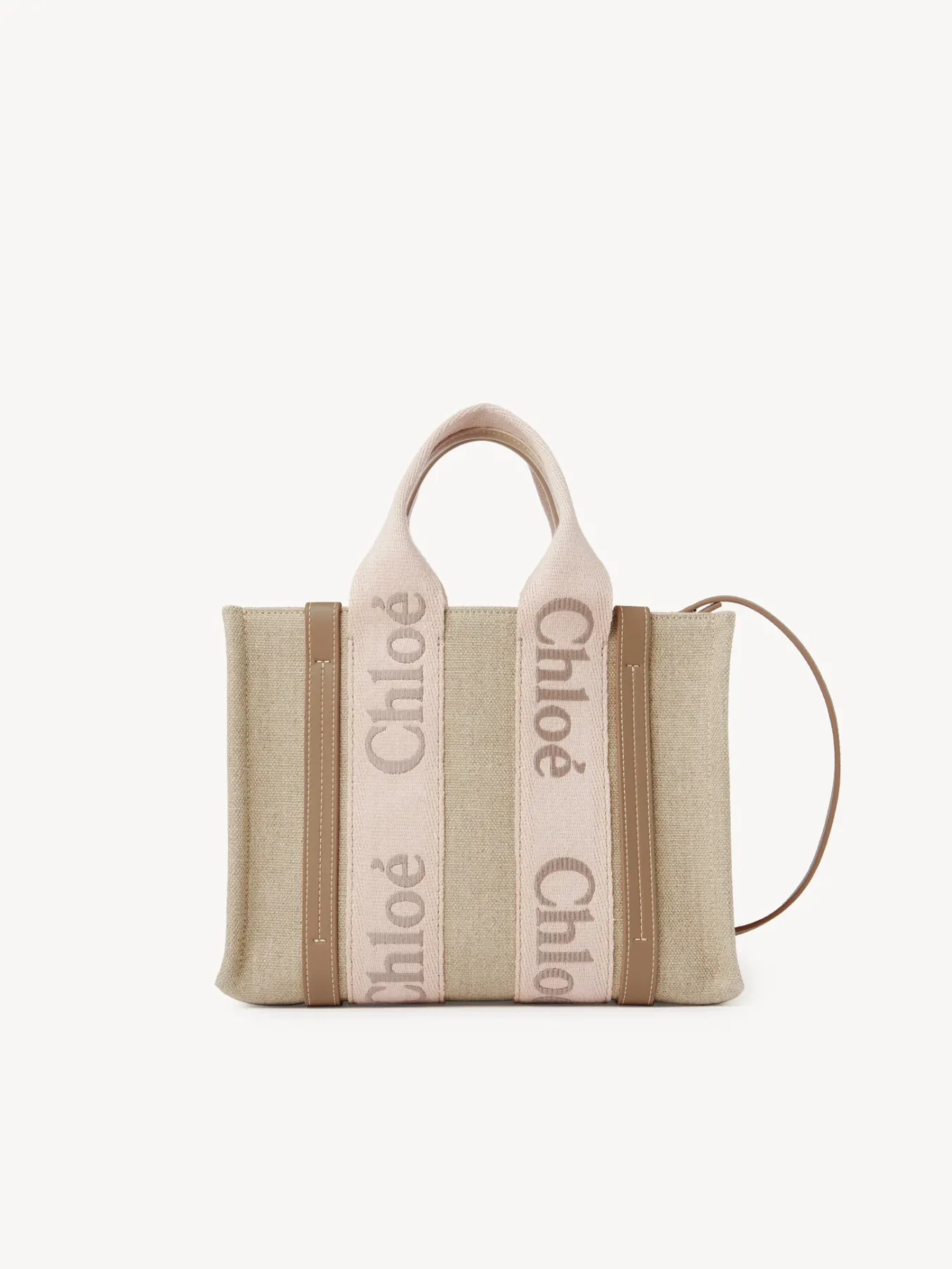 Sacs Cabas-Chloé Petit Sac Cabas Woody A Bandoulière Blushy Beige