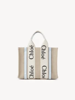 Sacs À Bandoulière-Chloé Petit Sac Cabas Woody A Bandoulière White - Blue 2