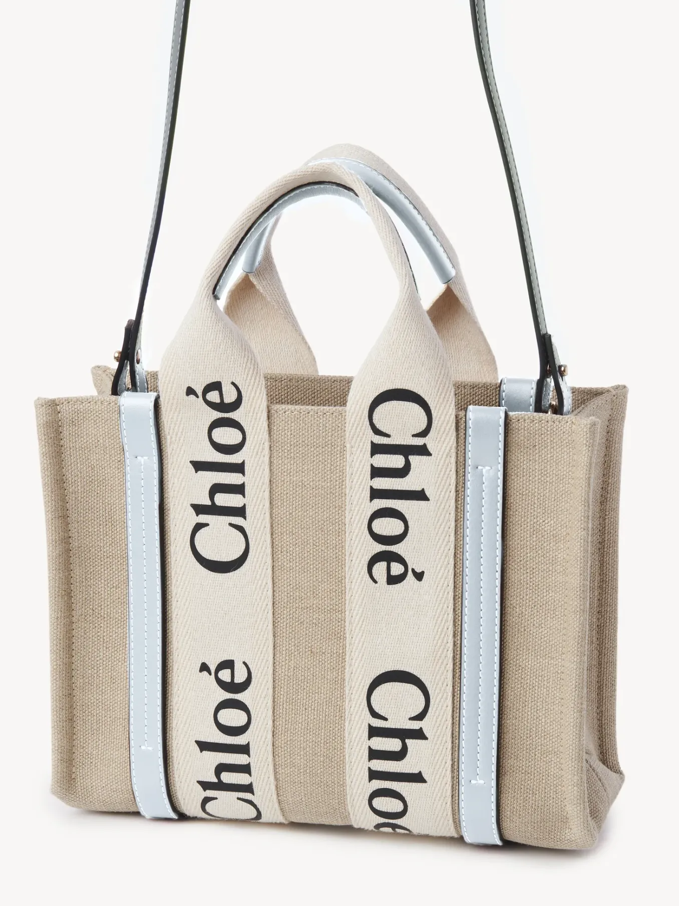 Sacs À Bandoulière-Chloé Petit Sac Cabas Woody A Bandoulière White - Blue 2