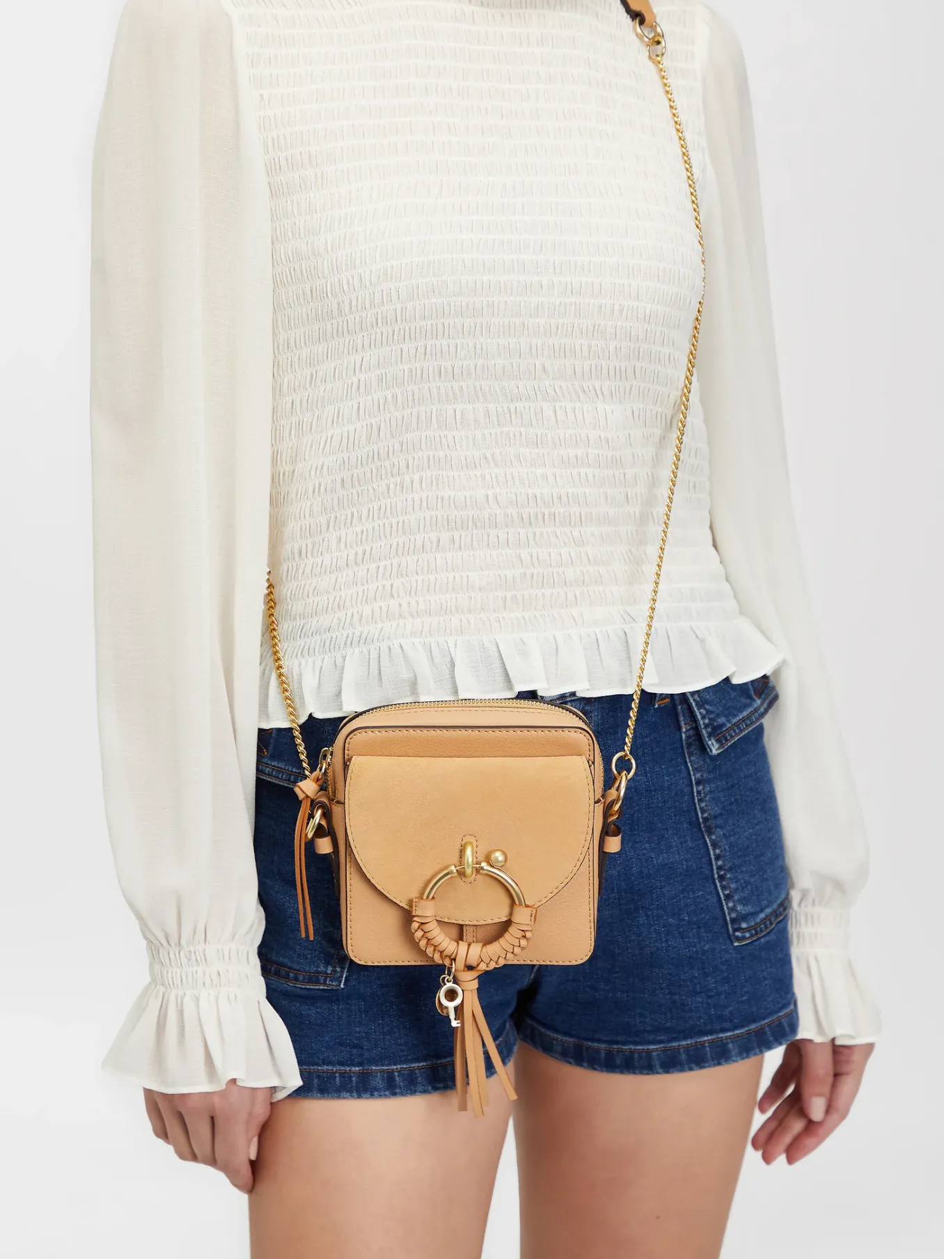 Sacs Porté Épaule-Chloé Petit Sac Camera Joan Smooth Tan
