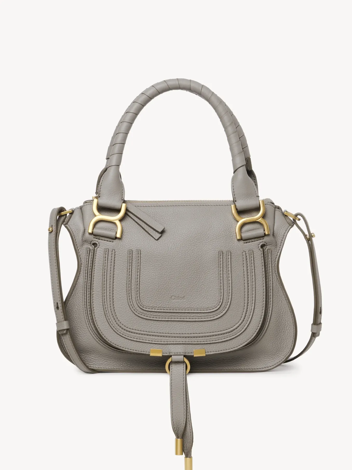 Sacs À Bandoulière-Chloé Petit Sac Double Porte Marcie Cashmere Grey