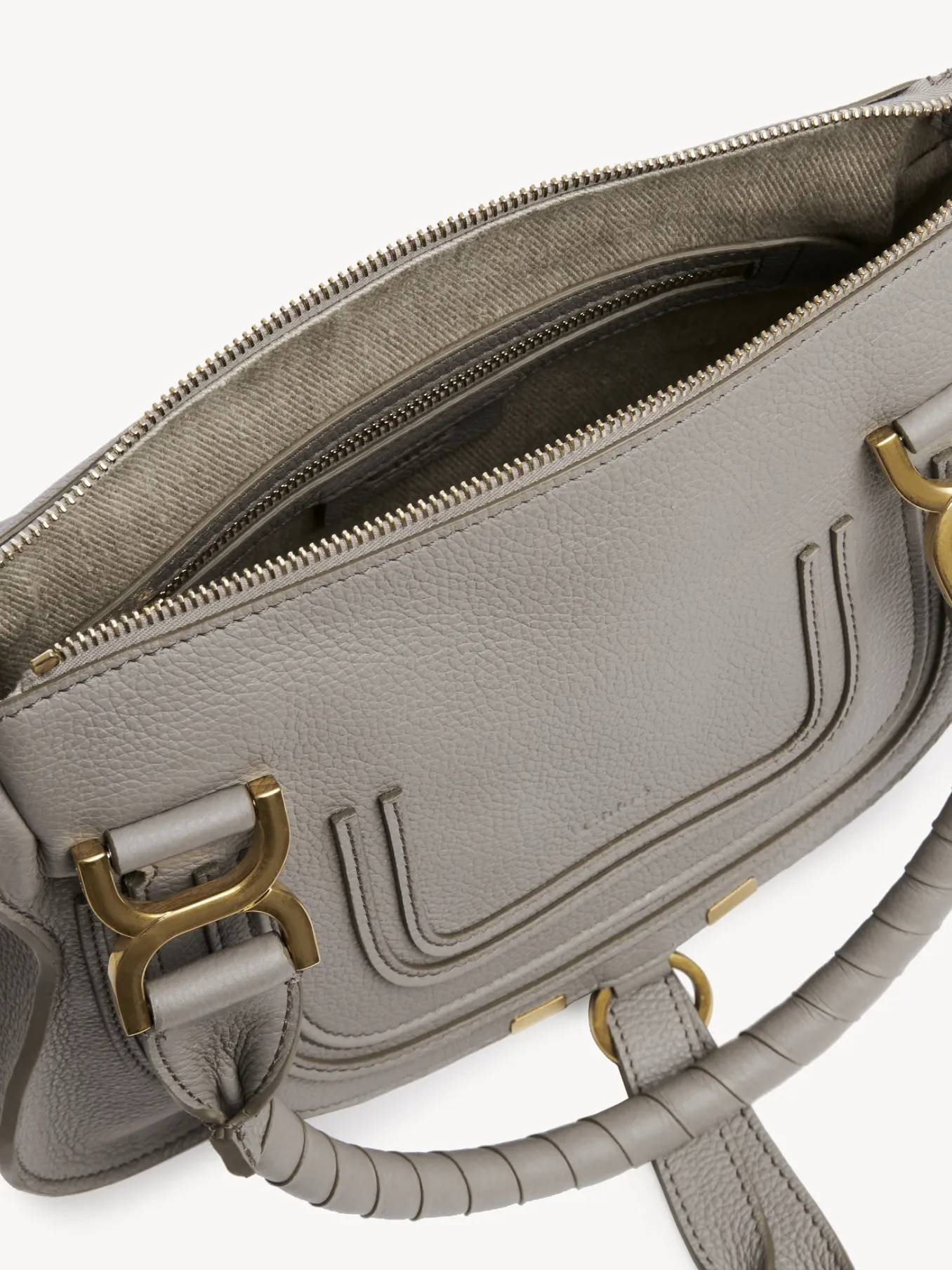 Sacs À Bandoulière-Chloé Petit Sac Double Porte Marcie Cashmere Grey