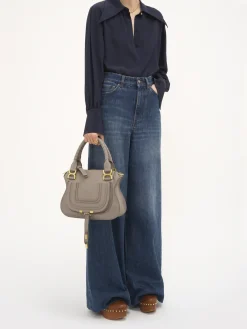 Sacs À Bandoulière-Chloé Petit Sac Double Porte Marcie Cashmere Grey