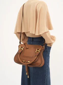 Sacs À Bandoulière-Chloé Petit Sac Double Porte Marcie Tan