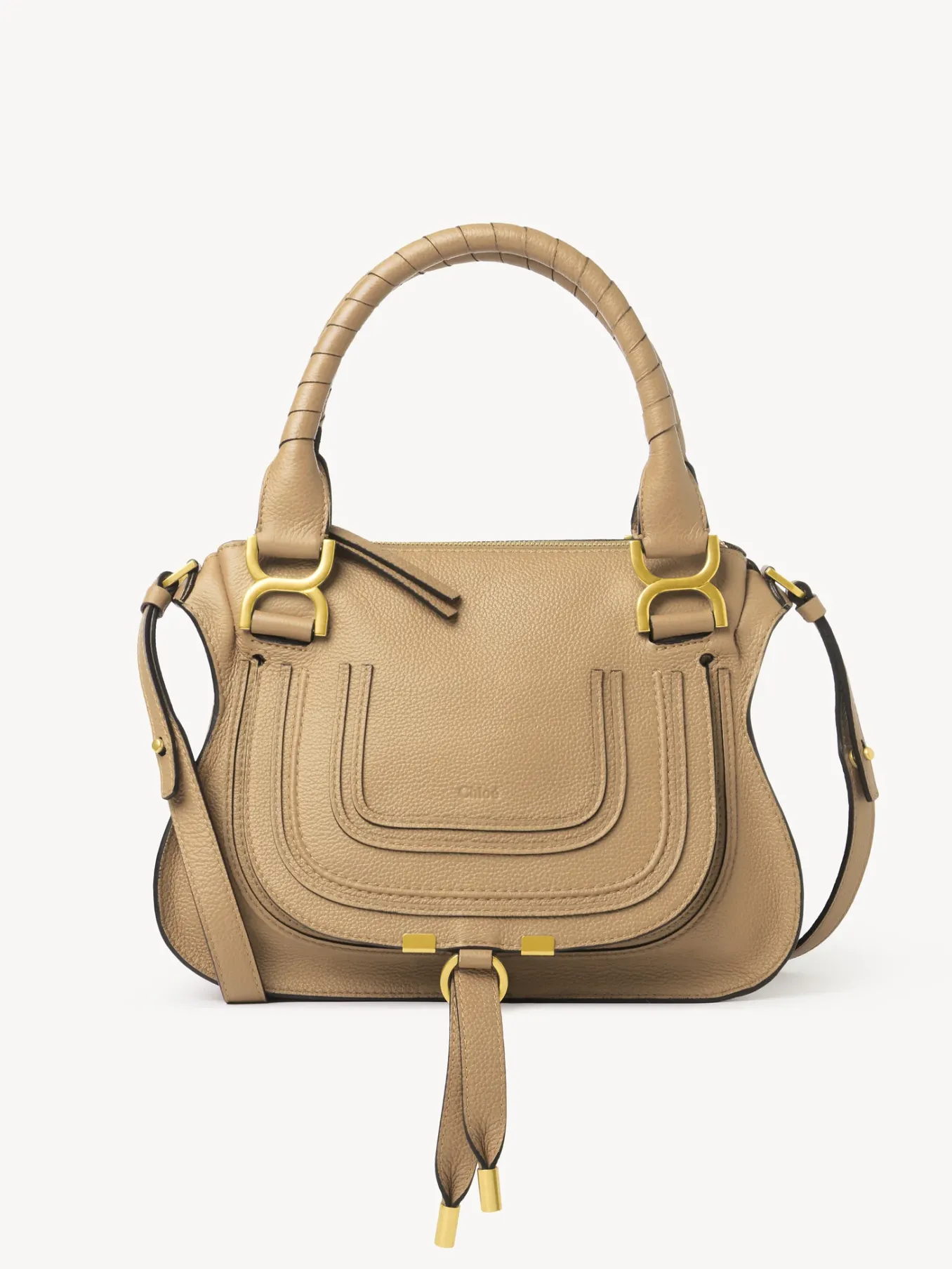 Sacs À Bandoulière-Chloé Petit Sac Double Porte Marcie Milky Brown