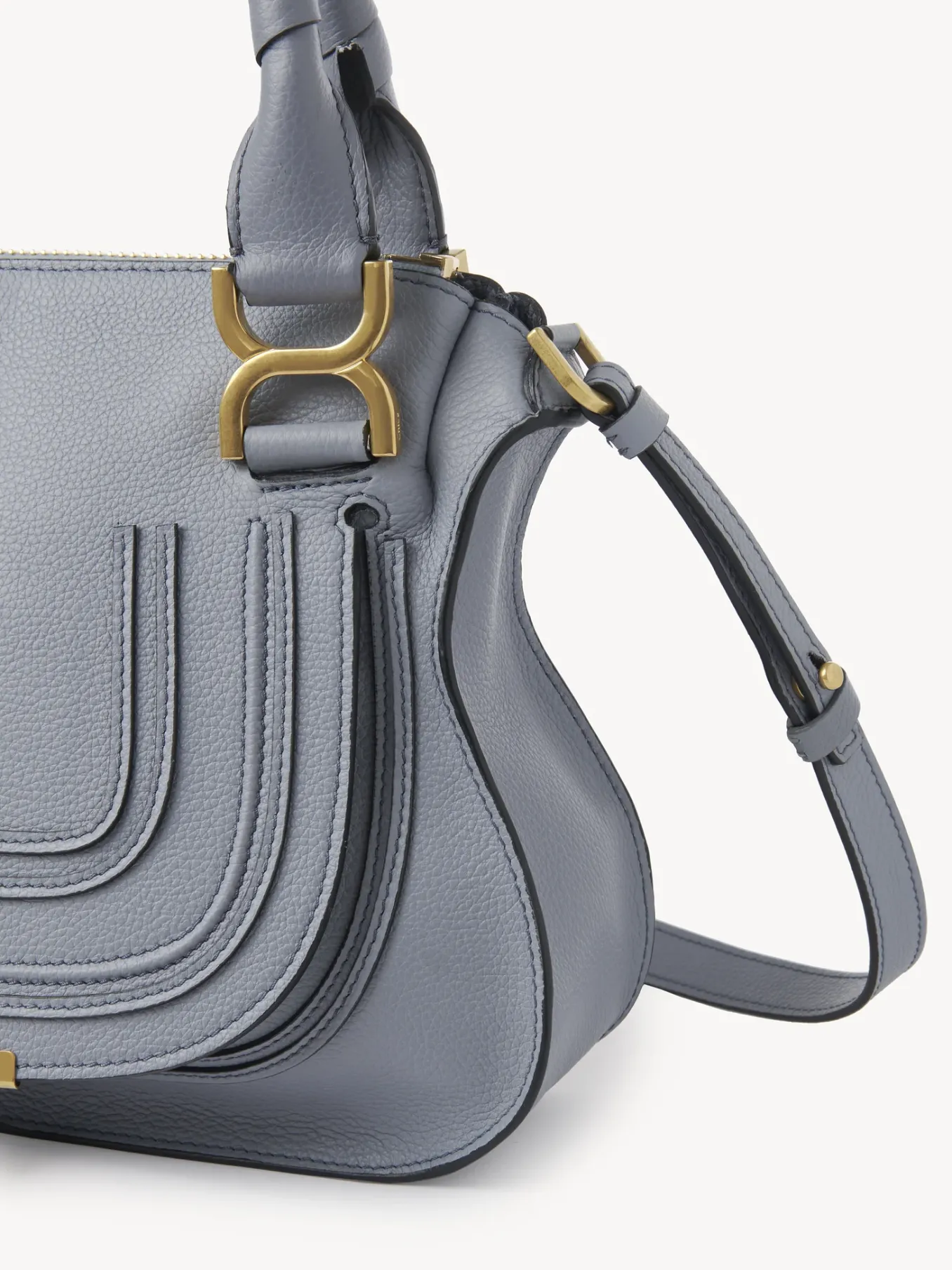 Sacs À Bandoulière-Chloé Petit Sac Double Porte Marcie Storm Blue