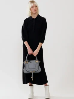 Sacs À Bandoulière-Chloé Petit Sac Double Porte Marcie Storm Blue
