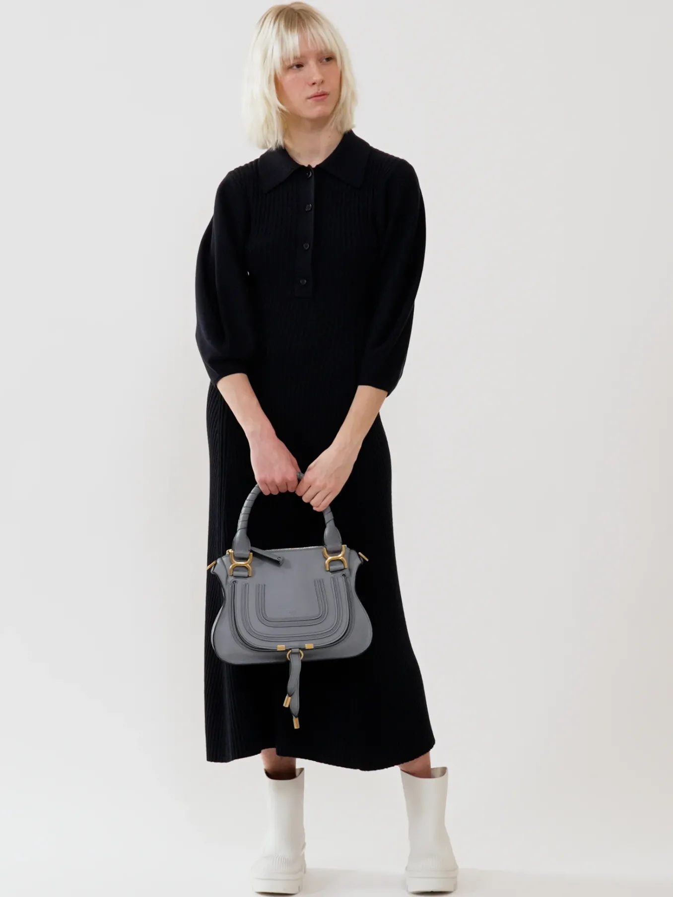 Sacs À Bandoulière-Chloé Petit Sac Double Porte Marcie Storm Blue