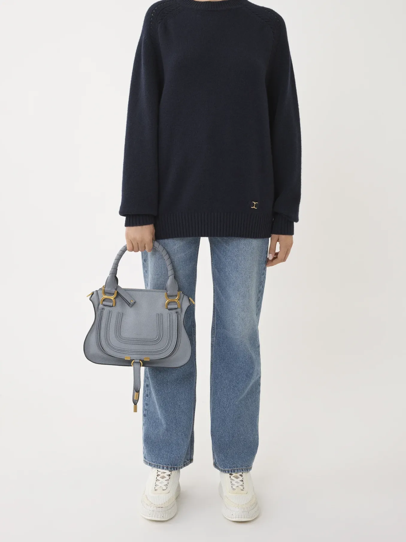 Sacs À Bandoulière-Chloé Petit Sac Double Porte Marcie Storm Blue