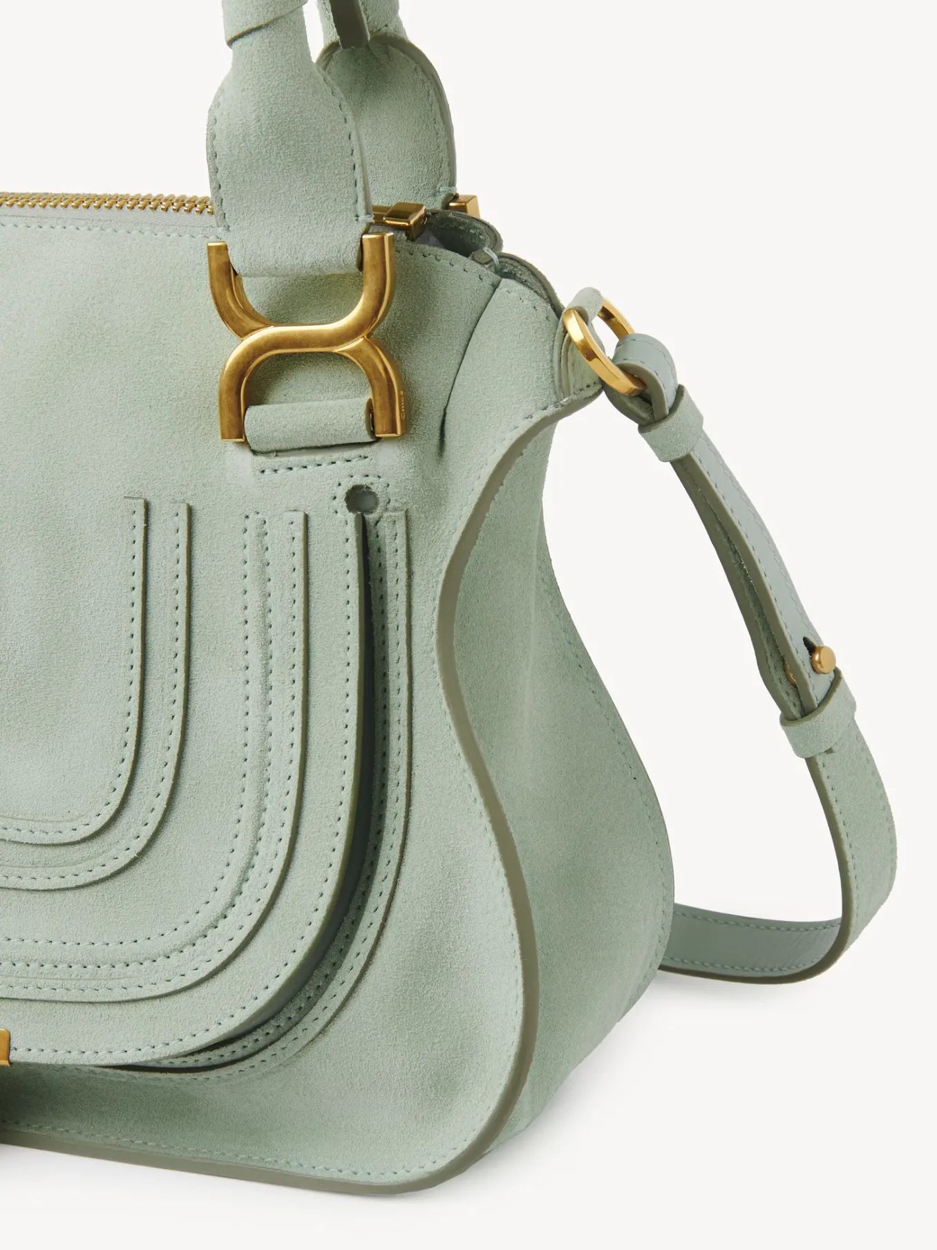 Sacs À Bandoulière-Chloé Petit Sac Double Porte Marcie Airy Green