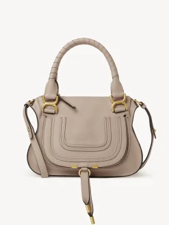 Sacs À Bandoulière-Chloé Petit Sac Double Porte Marcie Nomad Beige