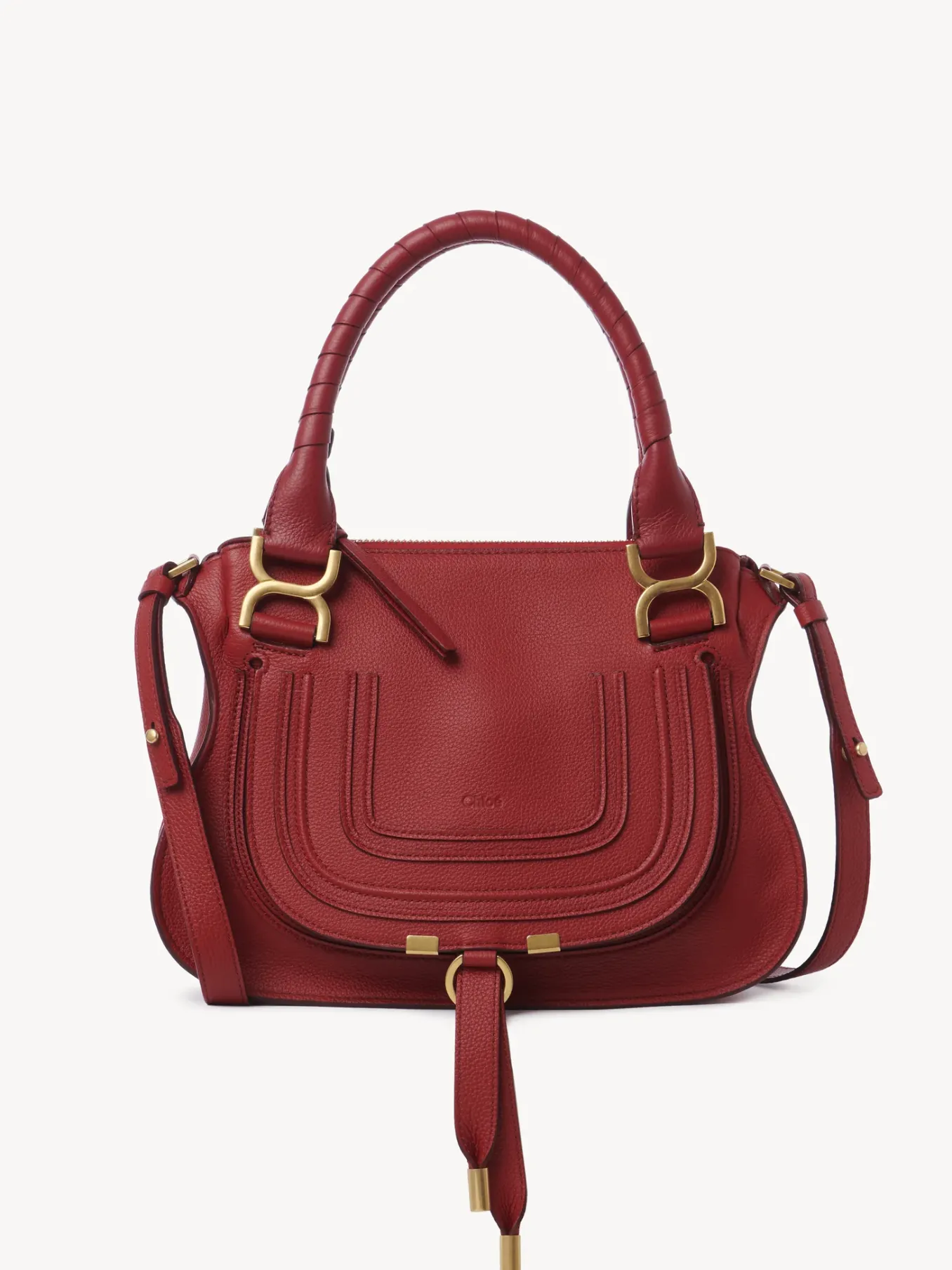 Sacs À Bandoulière-Chloé Petit Sac Double Porte Marcie Reddish Pink