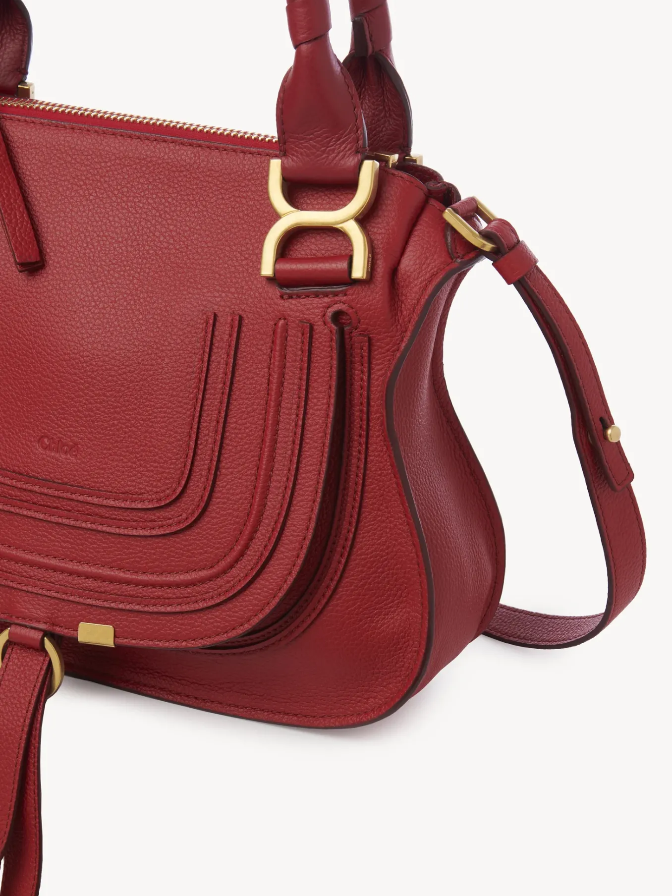 Sacs À Bandoulière-Chloé Petit Sac Double Porte Marcie Reddish Pink