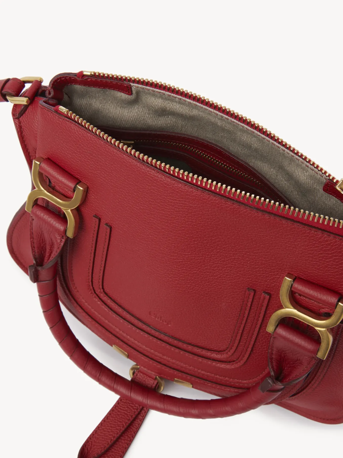 Sacs À Bandoulière-Chloé Petit Sac Double Porte Marcie Reddish Pink