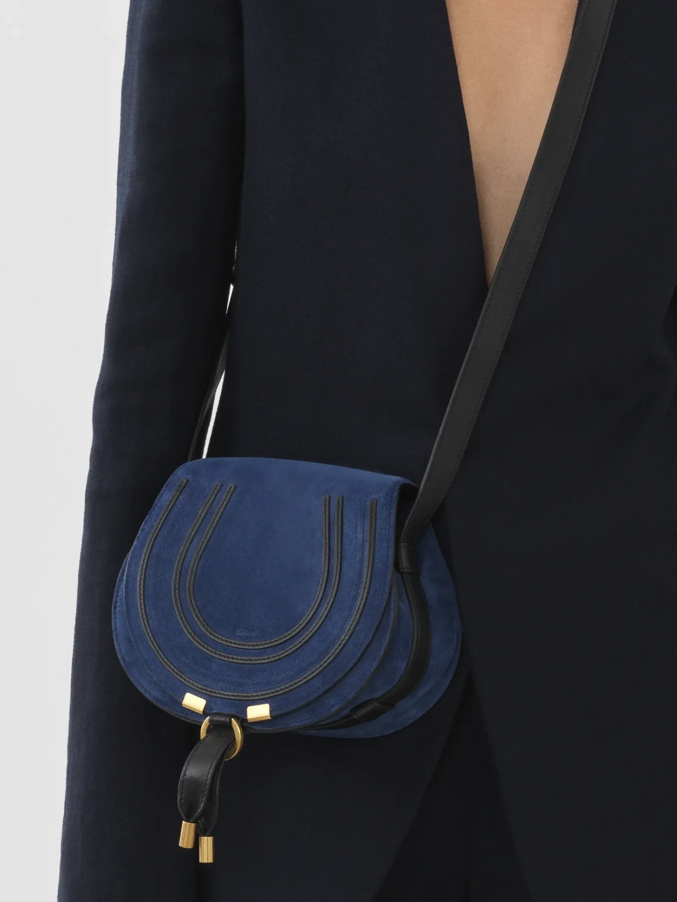 Sacs À Bandoulière-Chloé Petit Sac Porte Épaule Marcie Deep Denim