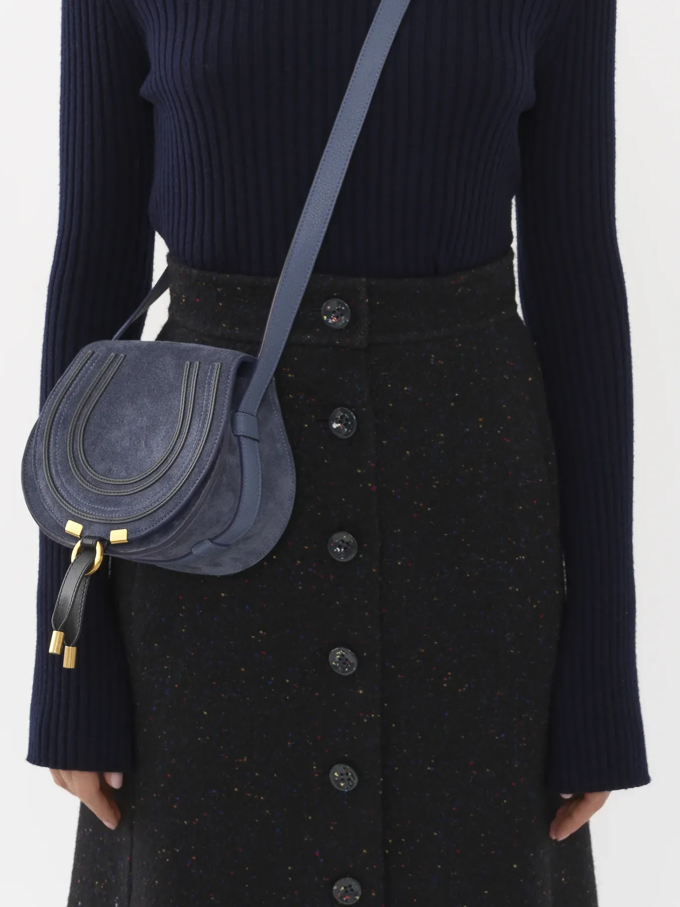Sacs À Bandoulière-Chloé Petit Sac Porte Épaule Marcie Graphite Navy