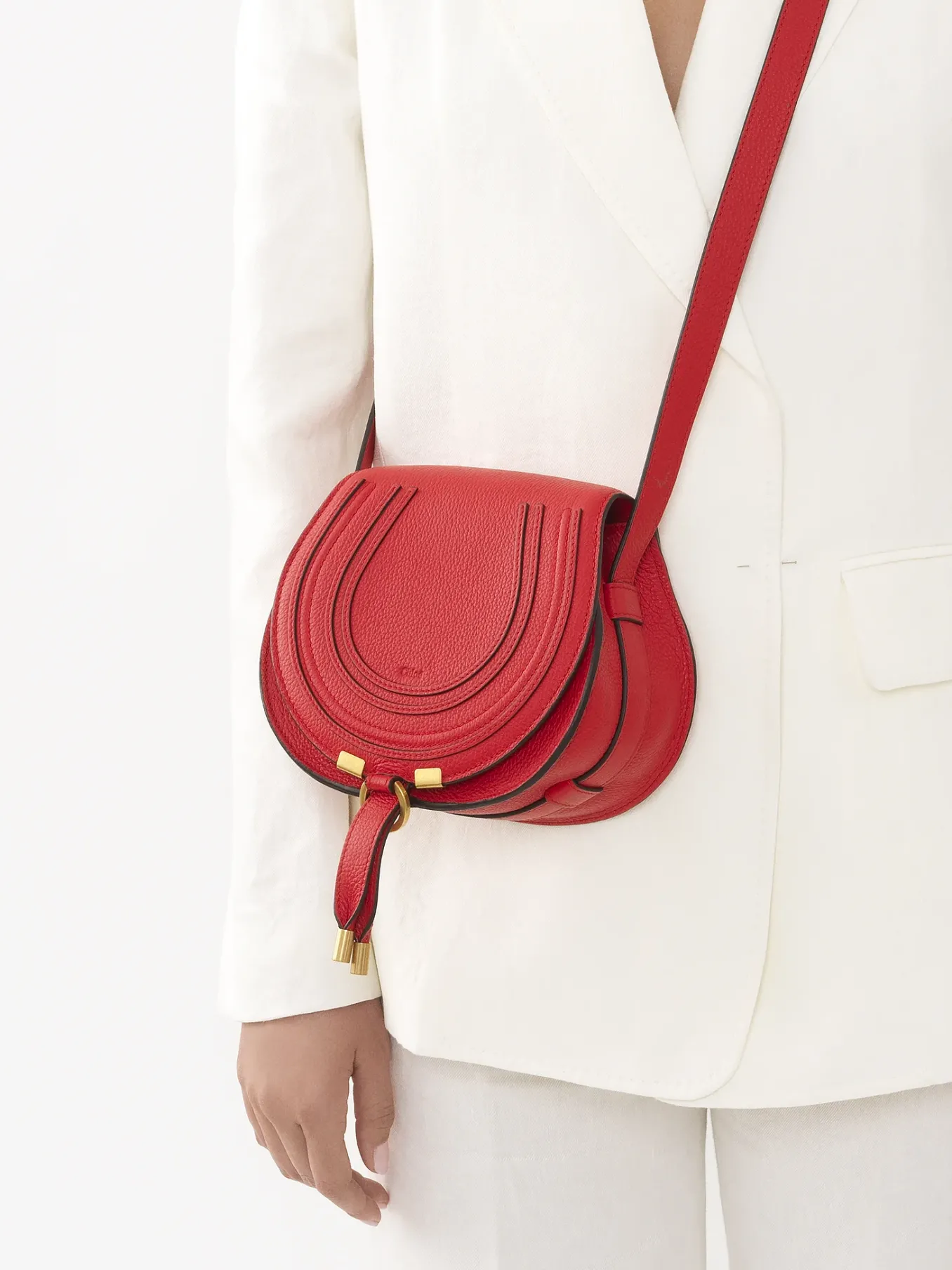 Sacs À Bandoulière-Chloé Petit Sac Porte Épaule Marcie Red Flame