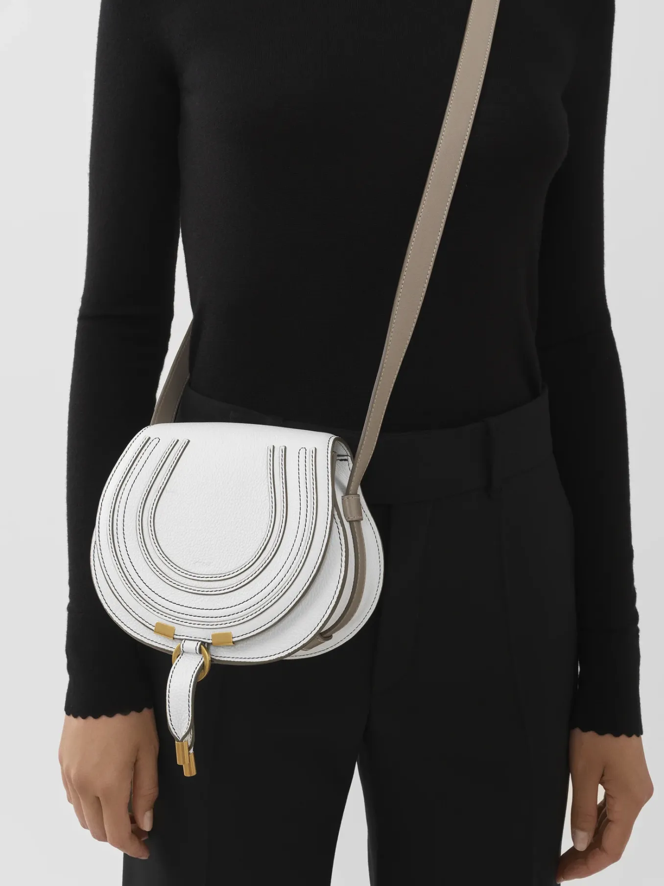 Sacs À Bandoulière-Chloé Petit Sac Porte Épaule Marcie Crystal White