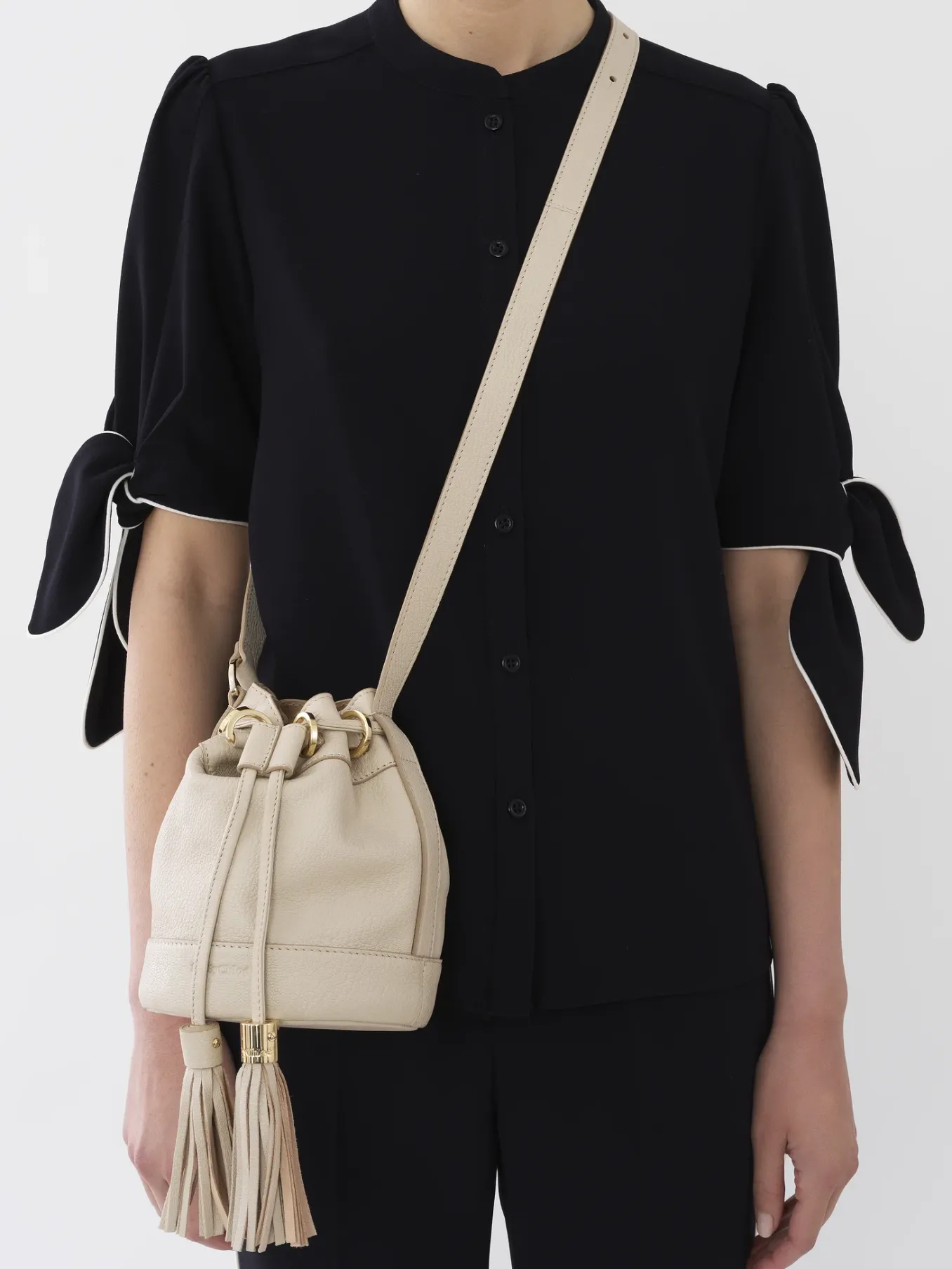 Sacs Porté Épaule-Chloé Petit Sac Seau Vicki Cement Beige