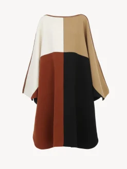 Manteaux-Chloé Poncho Long Color Block Multicolor 3