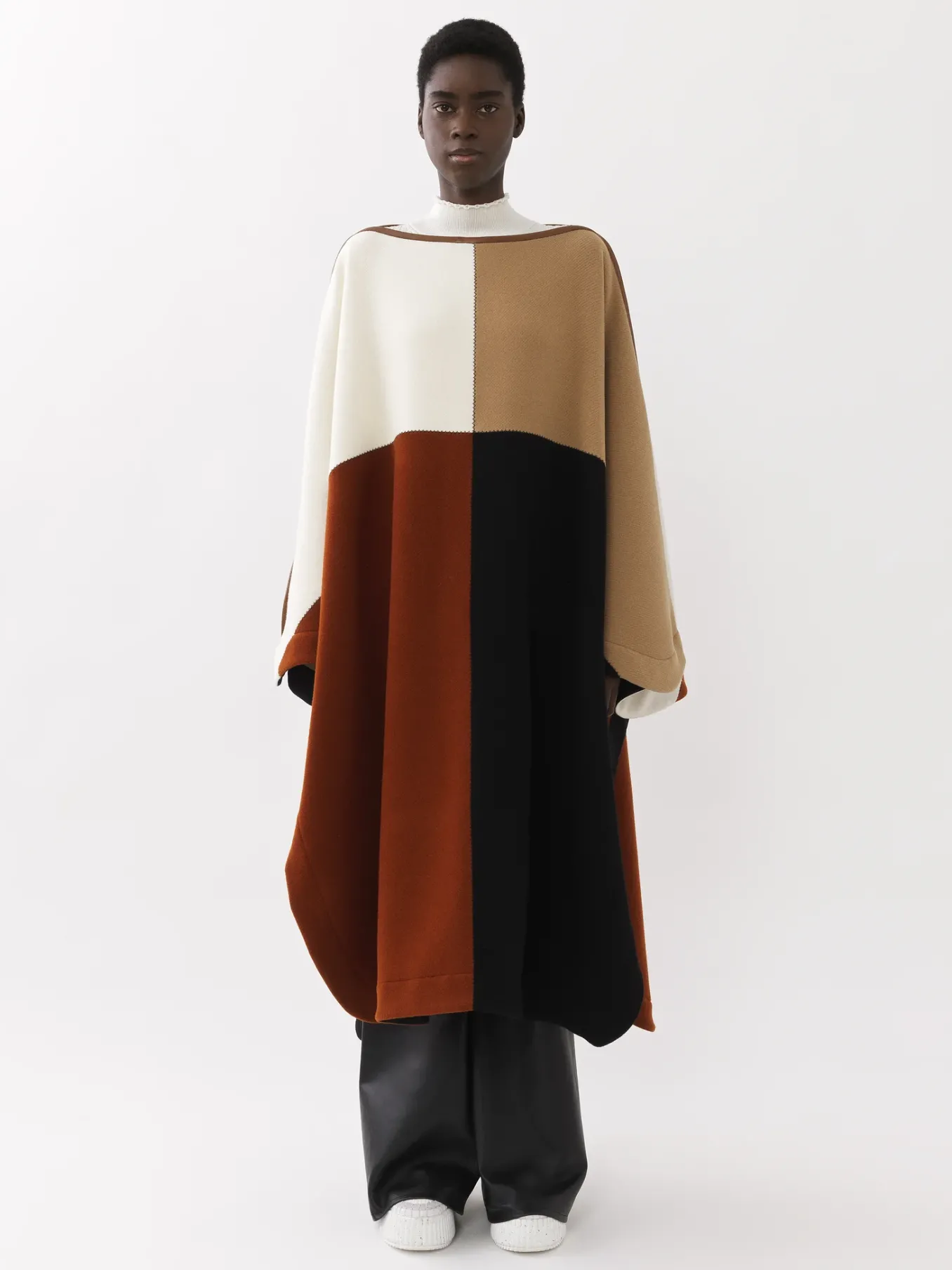 Manteaux-Chloé Poncho Long Color Block Multicolor 3
