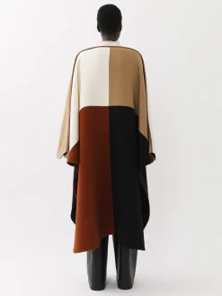 Manteaux-Chloé Poncho Long Color Block Multicolor 3