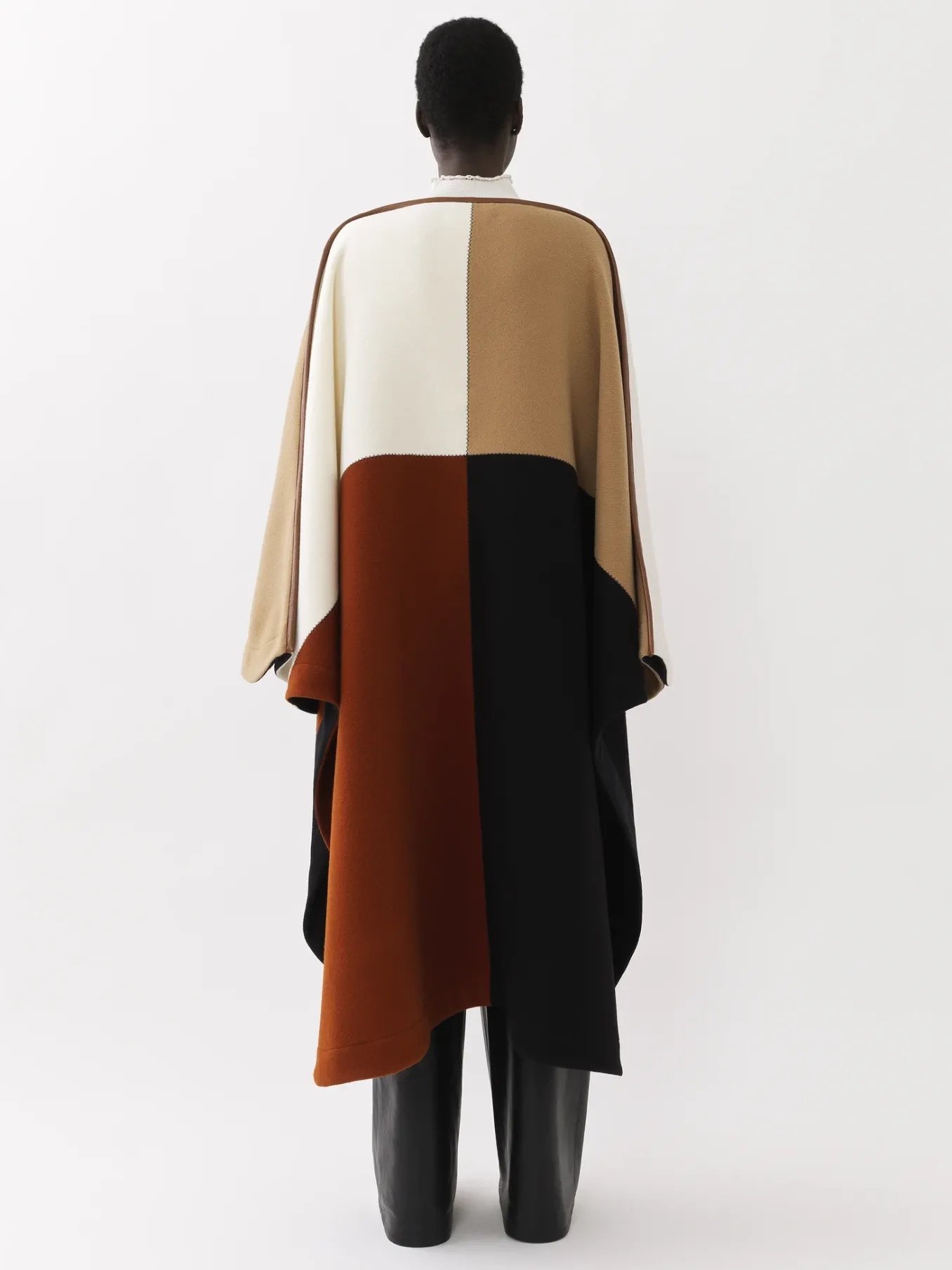 Manteaux-Chloé Poncho Long Color Block Multicolor 3