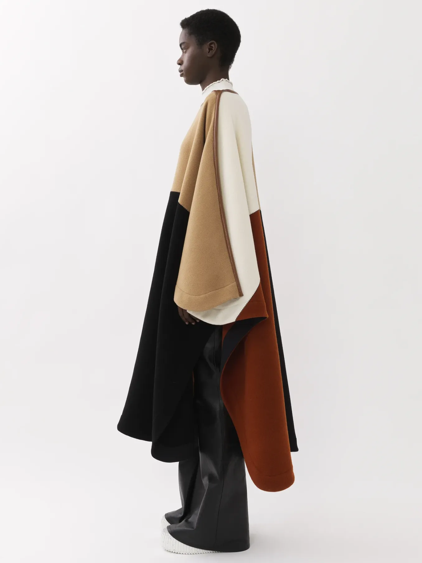 Manteaux-Chloé Poncho Long Color Block Multicolor 3