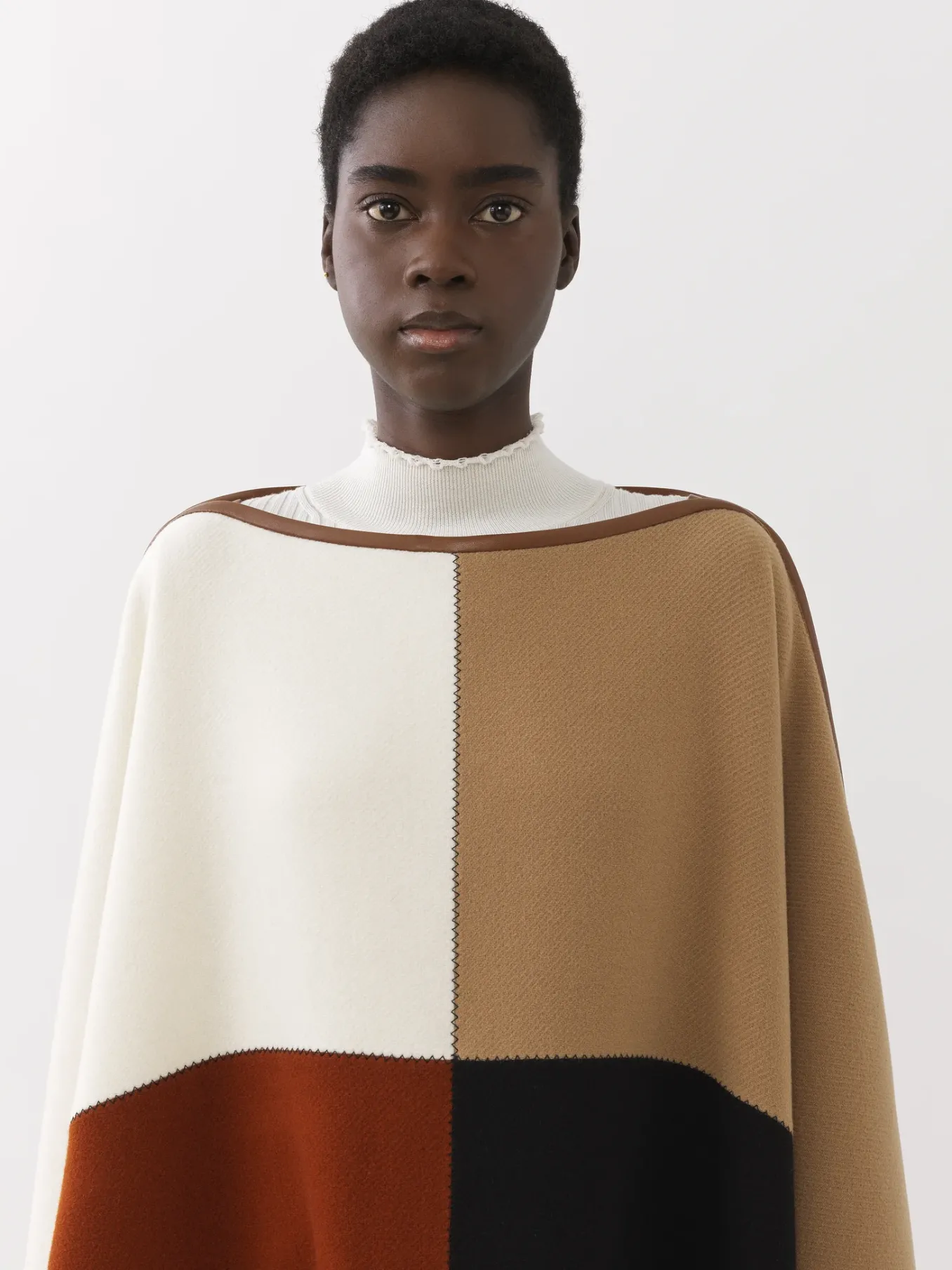 Manteaux-Chloé Poncho Long Color Block Multicolor 3