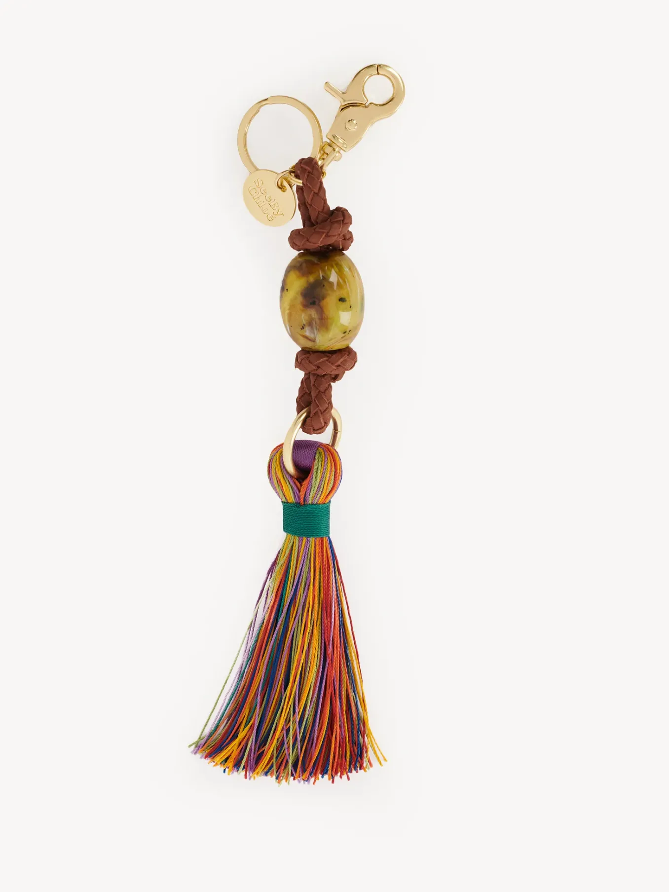 Porte-Cles Et Charms Pour Sac-Chloé Porte-Cles Pompon Grigri Caramello