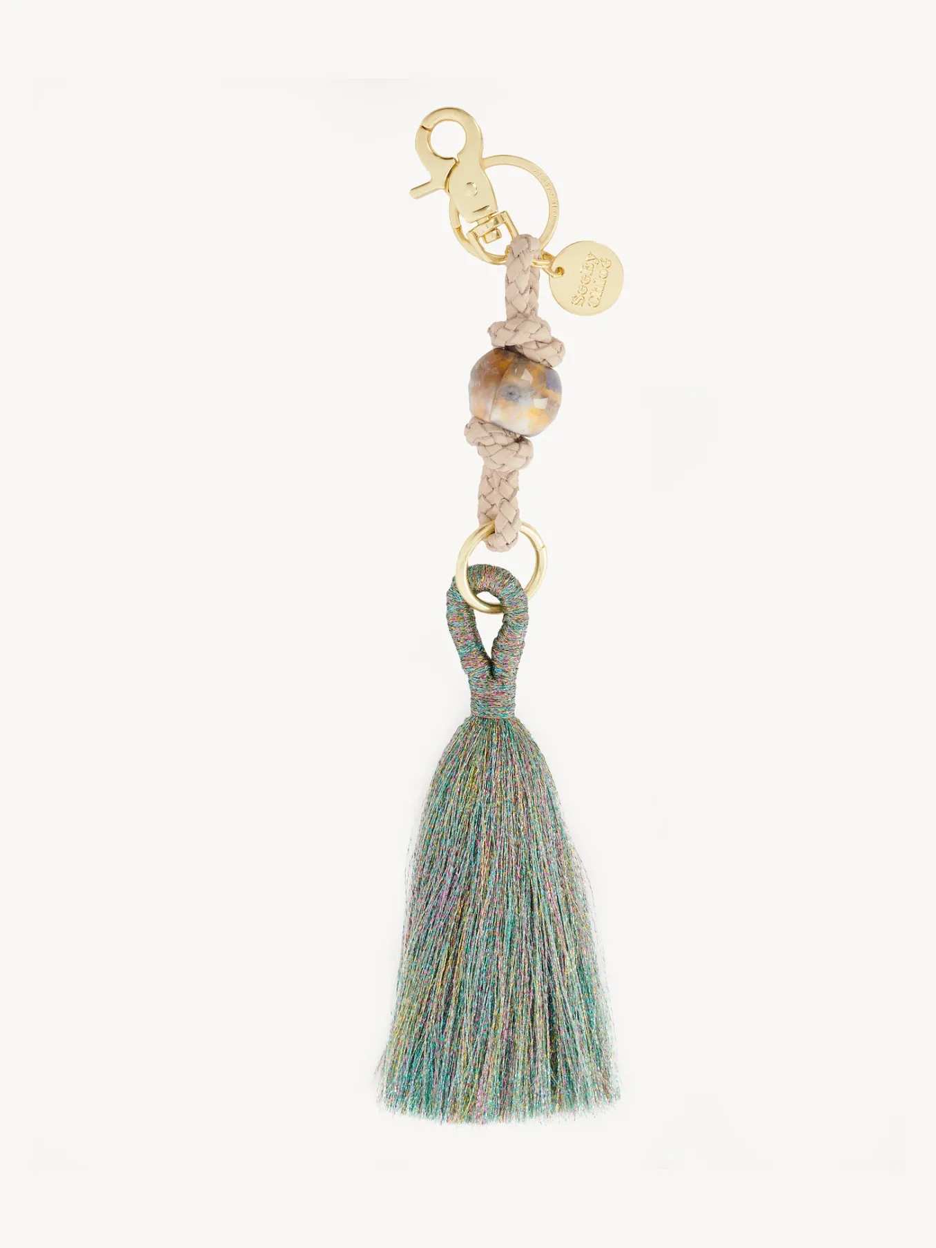 Porte-Cles Et Charms Pour Sac-Chloé Porte-Cles Pompon Grigri Cement Beige