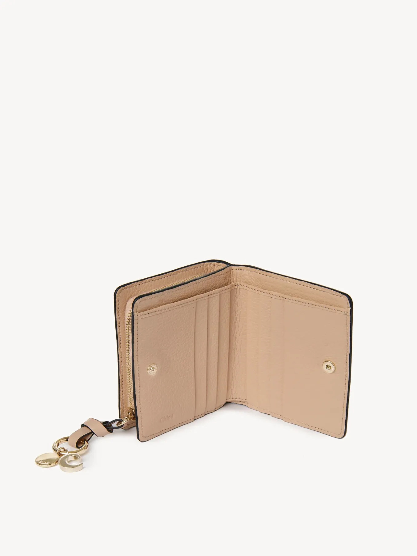 Portefeuilles Compacts-Chloé Portefeuille Compact Zippe Alphabet Light Tan