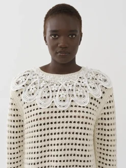 Vêtements-Chloé Pull A Collerette Blanc
