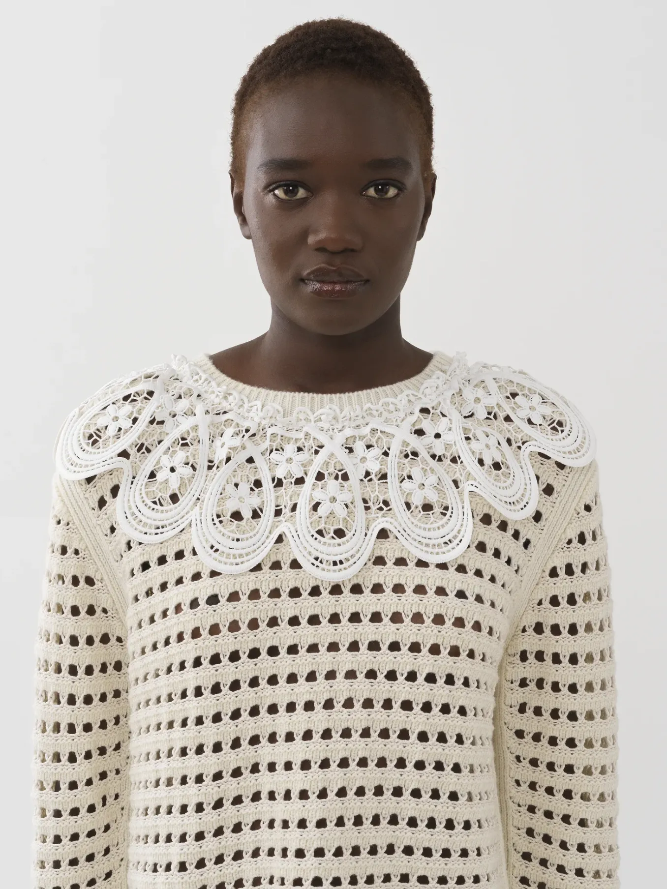 Vêtements-Chloé Pull A Collerette Blanc