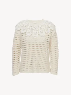 Vêtements-Chloé Pull A Collerette Blanc