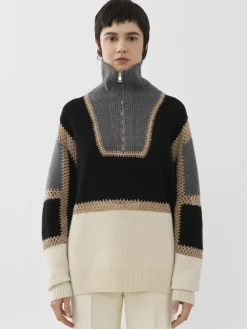 Maille-Chloé Pull Camionneur Oversize Multicolor Black 1