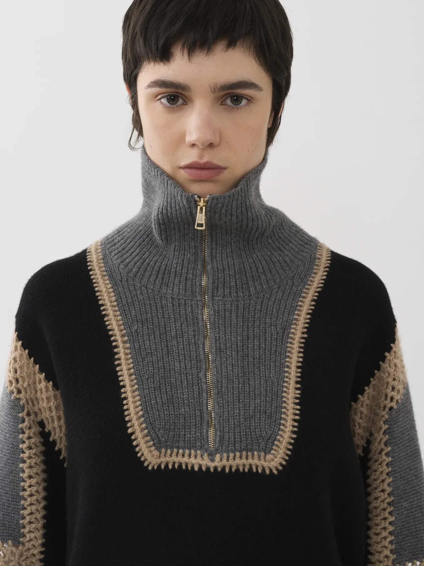 Maille-Chloé Pull Camionneur Oversize Multicolor Black 1
