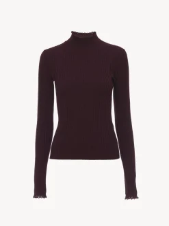 Maille-Chloé Pull Col Montant Obscure Purple