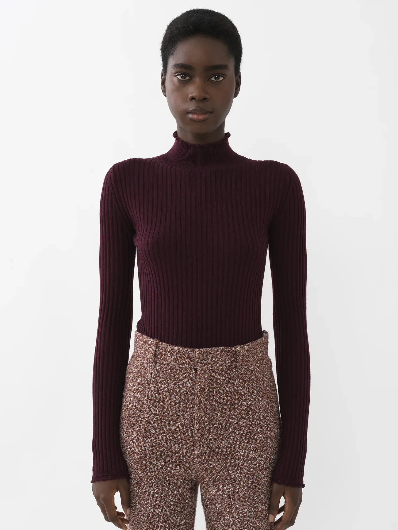 Maille-Chloé Pull Col Montant Obscure Purple