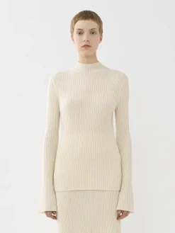 Maille-Chloé Pull Col Montant Lovely White