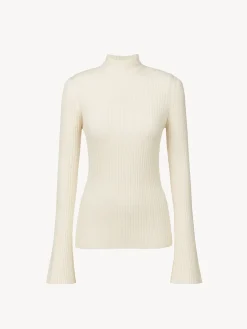 Maille-Chloé Pull Col Montant Lovely White