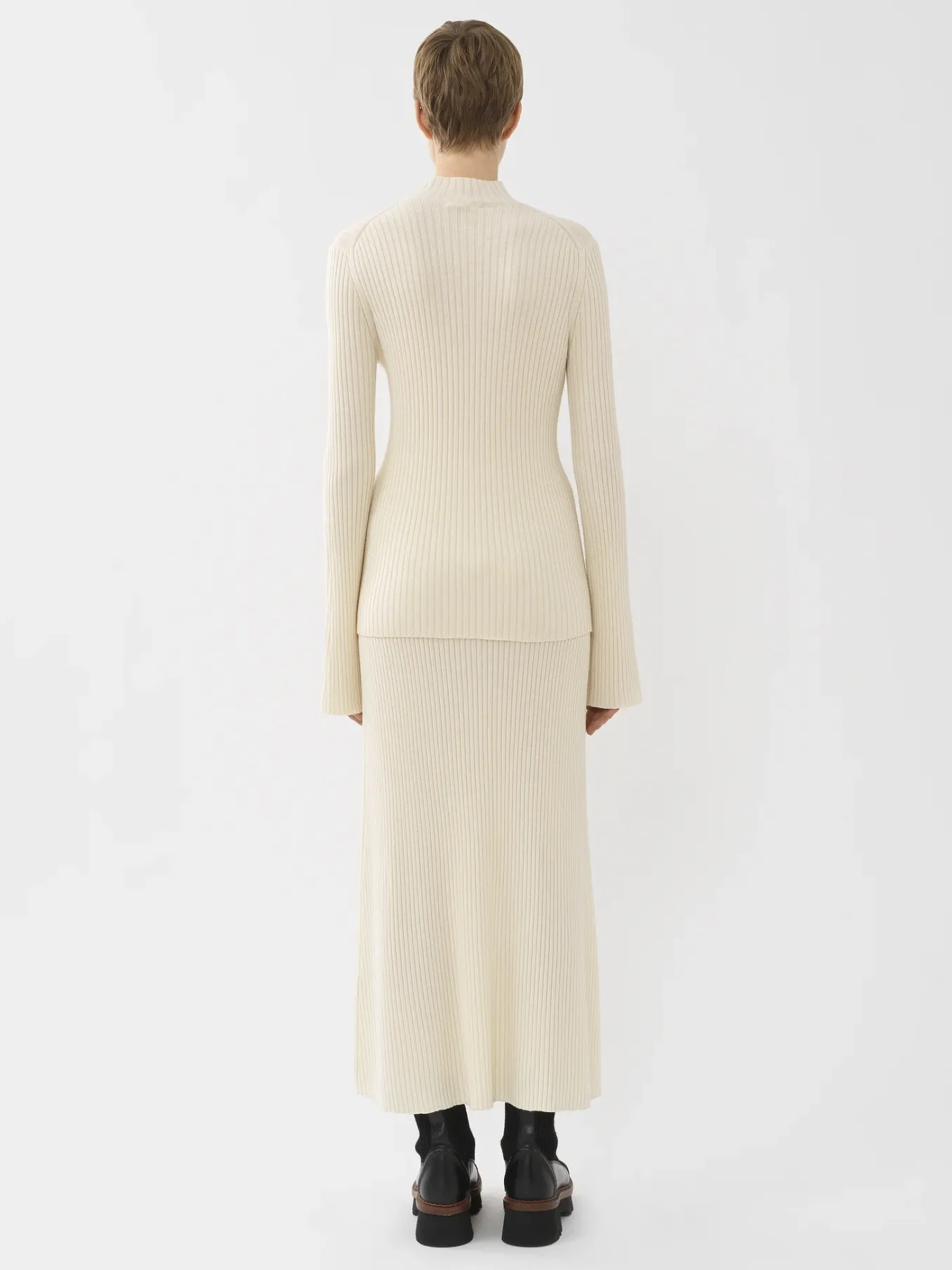 Maille-Chloé Pull Col Montant Lovely White