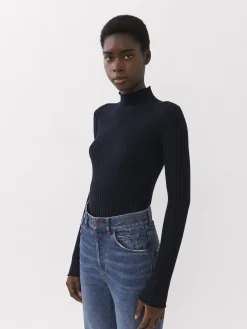 Maille-Chloé Pull Col Montant Iconic Navy